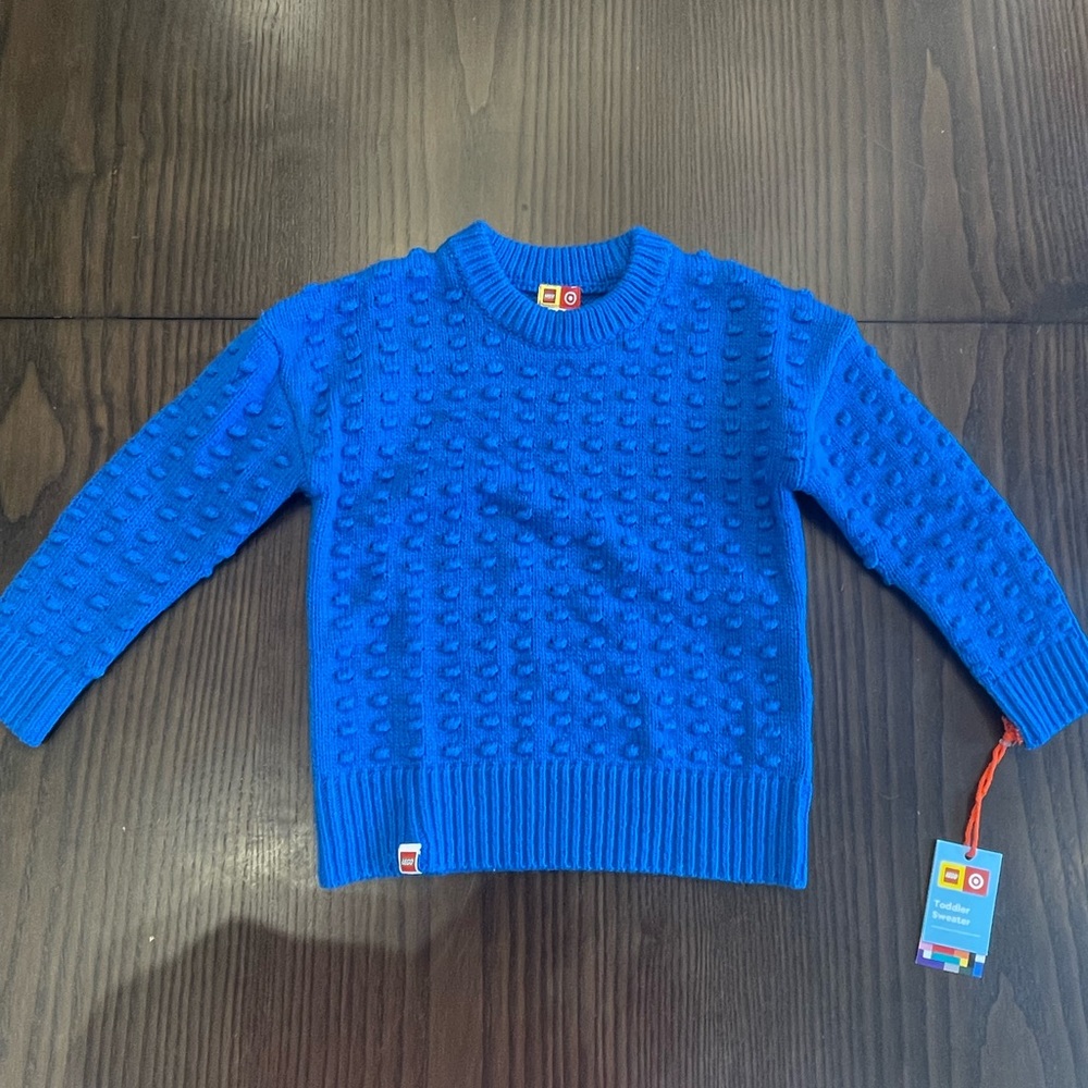 NWT LEGO x Target Blue Textured Dot Brick Crewneck Sweater 2T